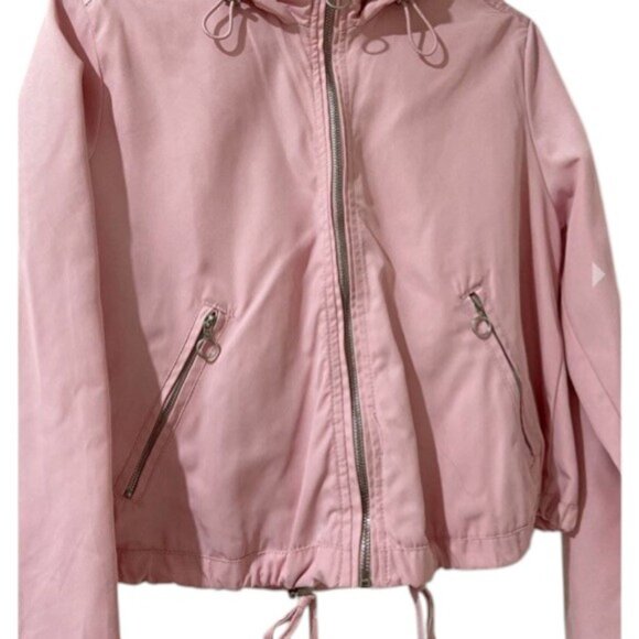Bershka flamingo pink zip hoodie windbreaker jacket size L - Picture 3 of 5